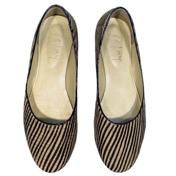 FS/NY French Sole New York Black and Tan Zebra Calf Hair Ballet Flats 10/41.5 - Picture 1 of 9